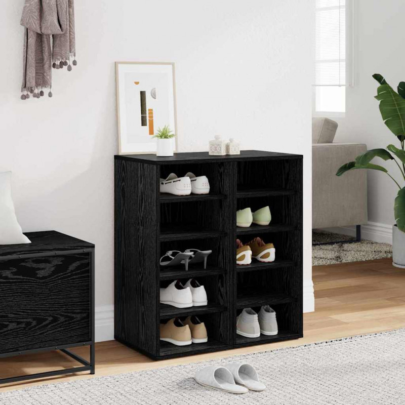 Szafka na buty z półką 2 pcs Czarny Dąb 32 x 35 x 70 cm