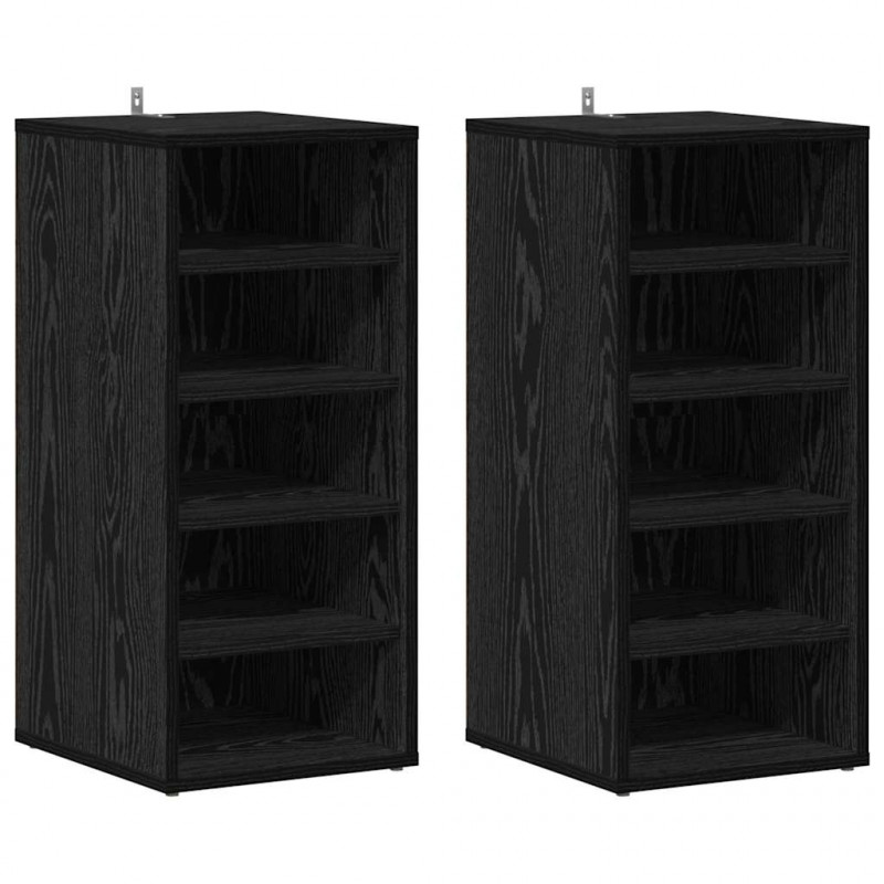 Szafka na buty z półką 2 pcs Czarny Dąb 32 x 35 x 70 cm