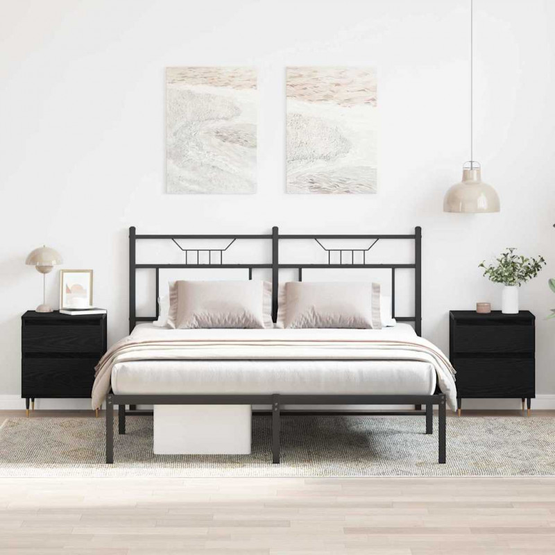 Szafka Nocna z szufladą 2 pcs Czarny Dąb 40 x 35 x 50 cm