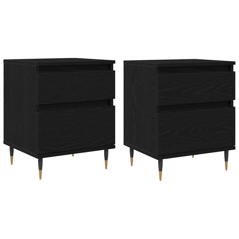 Szafka Nocna z szufladą 2 pcs Czarny Dąb 40 x 35 x 50 cm