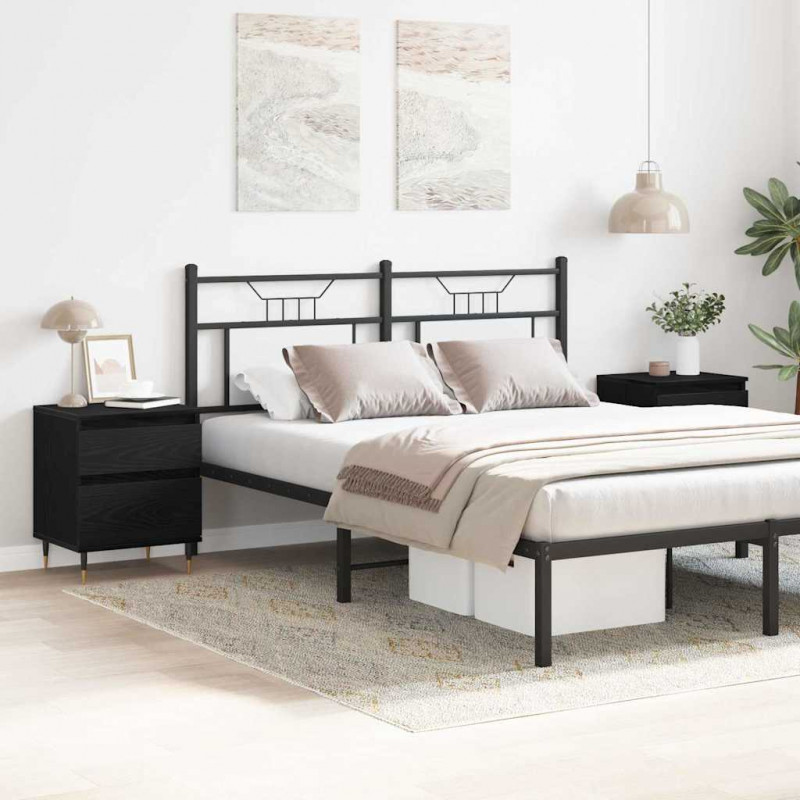 Szafka Nocna z szufladą 2 pcs Czarny Dąb 40 x 35 x 50 cm