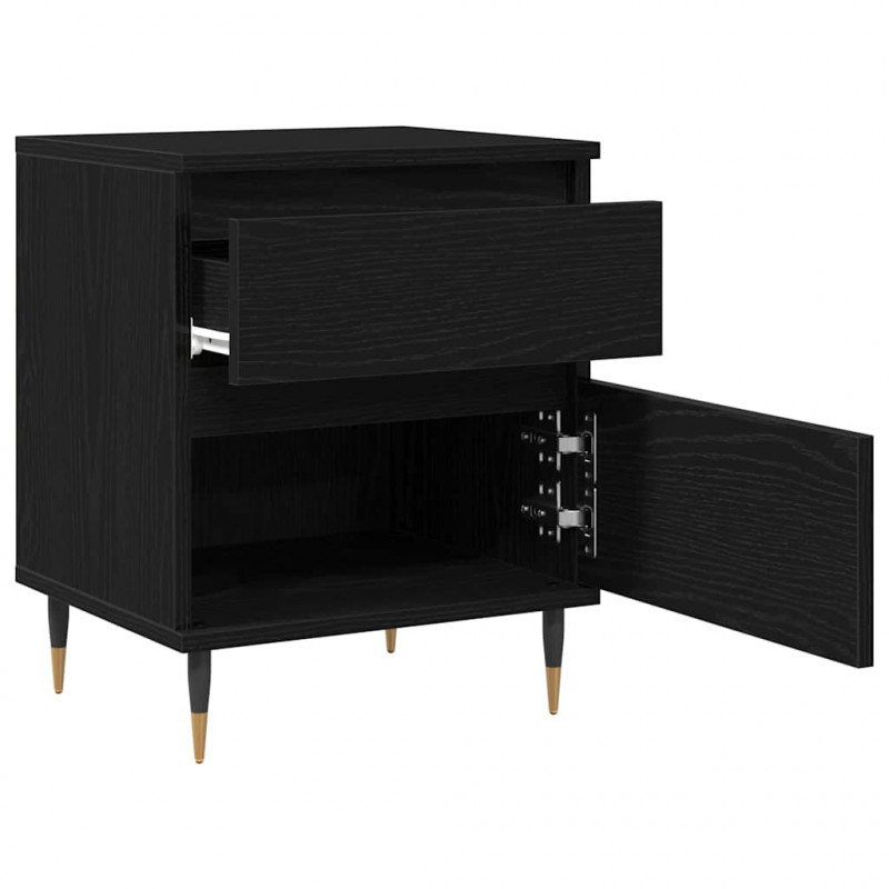 Szafka Nocna z szufladą 2 pcs Czarny Dąb 40 x 35 x 50 cm