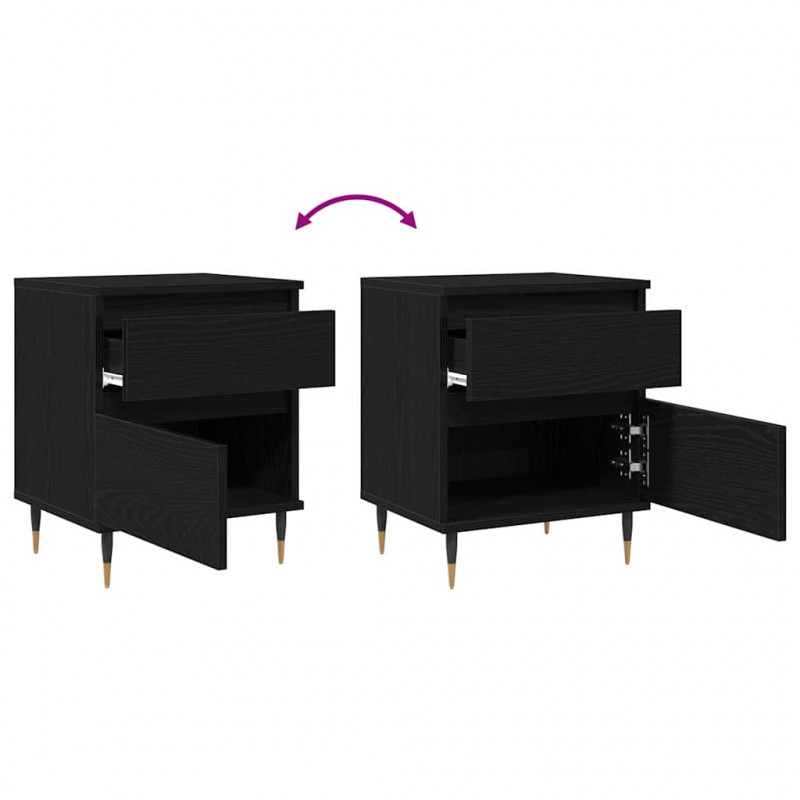 Szafka Nocna z szufladą 2 pcs Czarny Dąb 40 x 35 x 50 cm