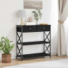 Stół Konsolowy z szufladą z półką Czarny dąb 75 x 28 x 75 cm