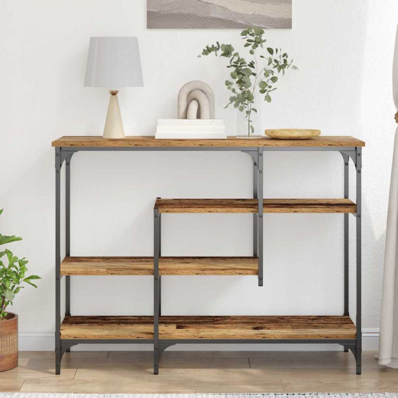 Stół Konsolowy z półką Stare drewno 100 x 35 x 75 cm