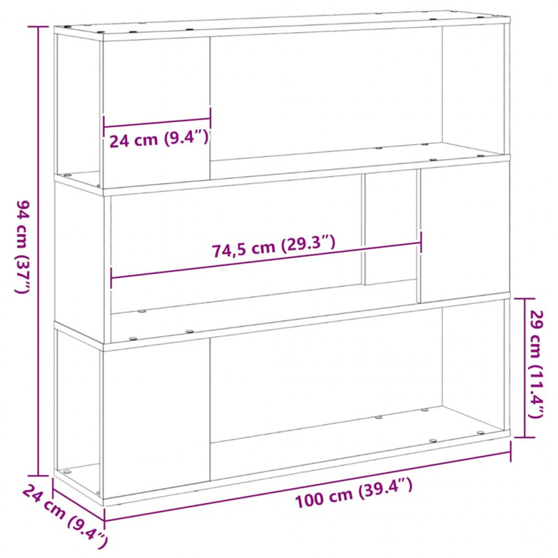 Zestaw szafek RTV Czarny Dąb 100 x 24 x 94 cm