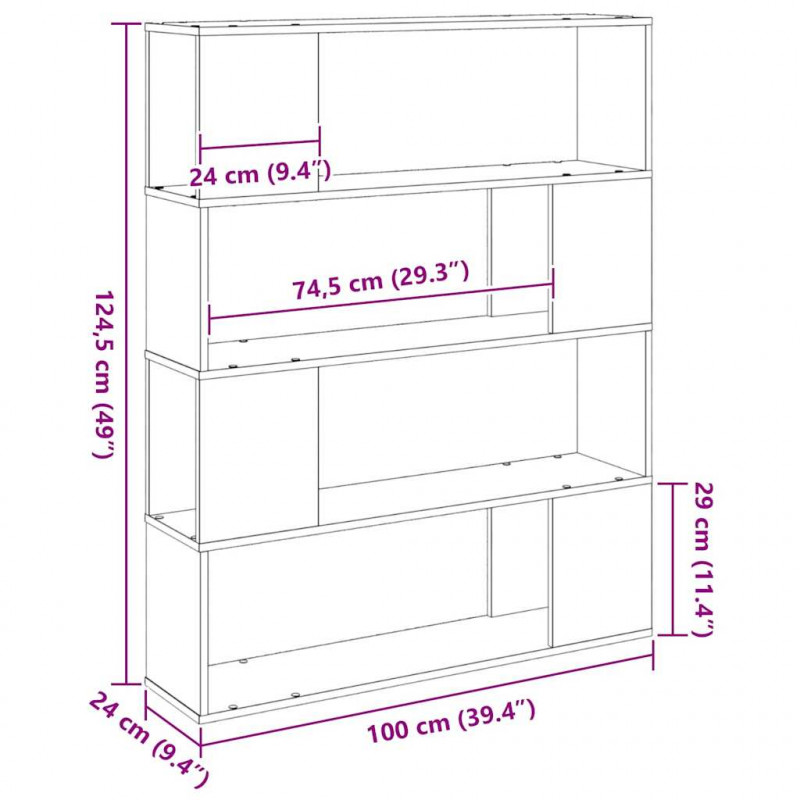 Zestaw szafek RTV Czarny Dąb 100 x 24 x 124,5 cm
