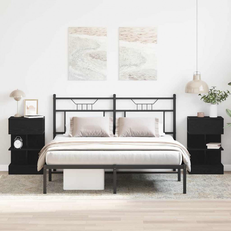 Szafka Nocna z szufladą 2 pcs Czarny Dąb 40 x 35 x 65 cm
