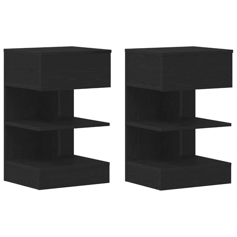 Szafka Nocna z szufladą 2 pcs Czarny Dąb 40 x 35 x 65 cm