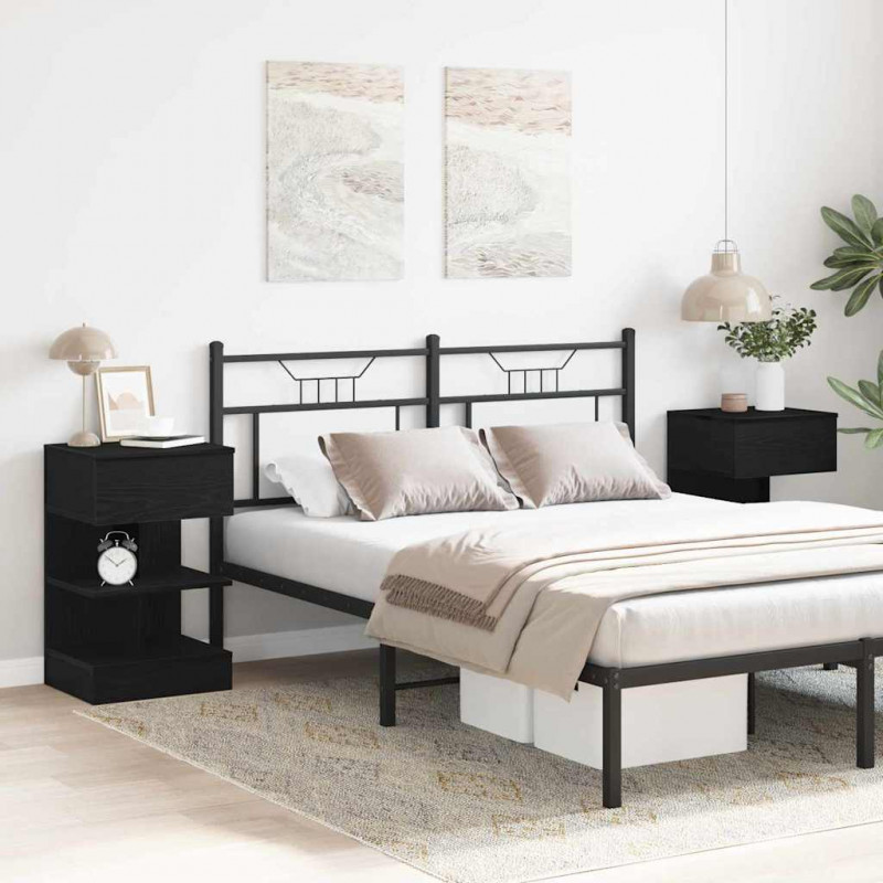 Szafka Nocna z szufladą 2 pcs Czarny Dąb 40 x 35 x 65 cm