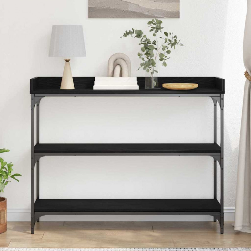 Stół Konsolowy z półką Czarny dąb 100 x 30 x 80 cm
