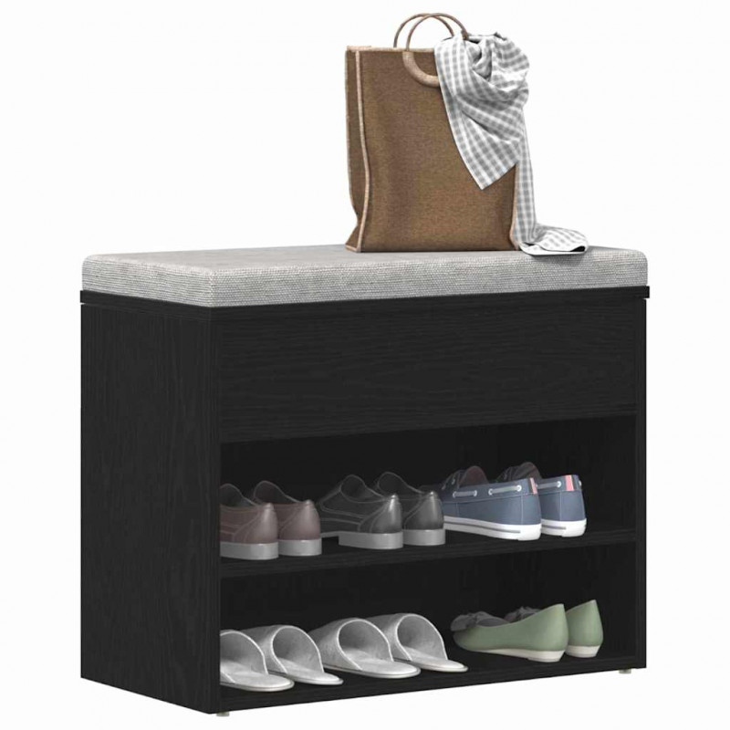 Ławka na buty z półką Czarny Dąb 60 x 30 x 45 cm