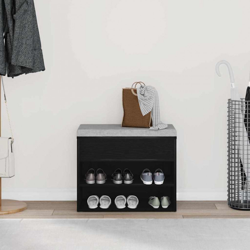 Ławka na buty z półką Czarny Dąb 60 x 30 x 45 cm