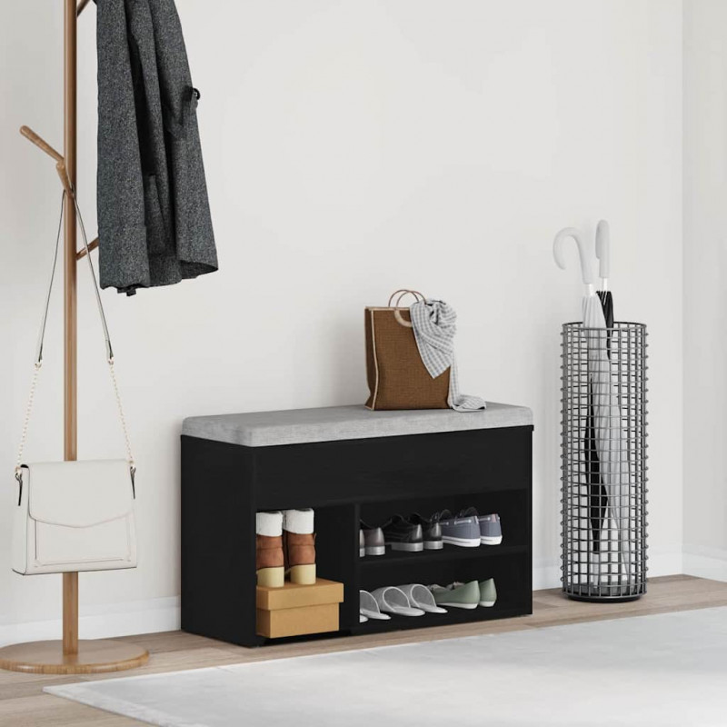 Ławka na buty z półką Czarny Dąb 80 x 30 x 45 cm