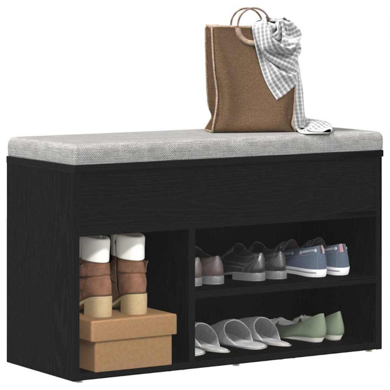 Ławka na buty z półką Czarny Dąb 80 x 30 x 45 cm