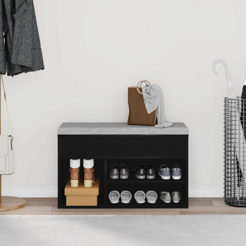 Ławka na buty z półką Czarny Dąb 80 x 30 x 45 cm