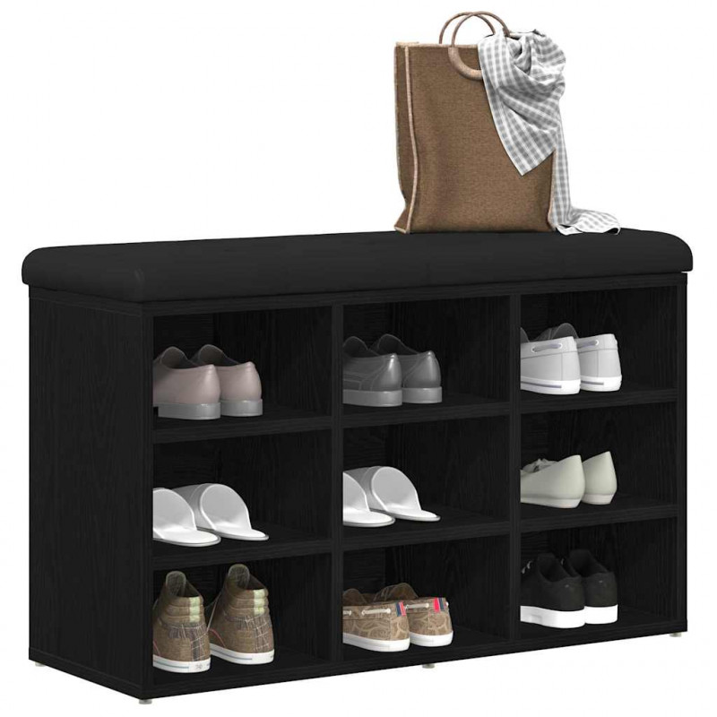Ławka na buty Czarny 80 x 30 x 48 cm Materiał drewnopochodny