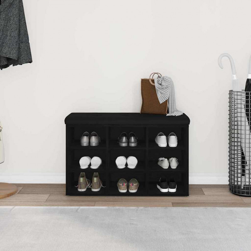 Ławka na buty Czarny 80 x 30 x 48 cm Materiał drewnopochodny