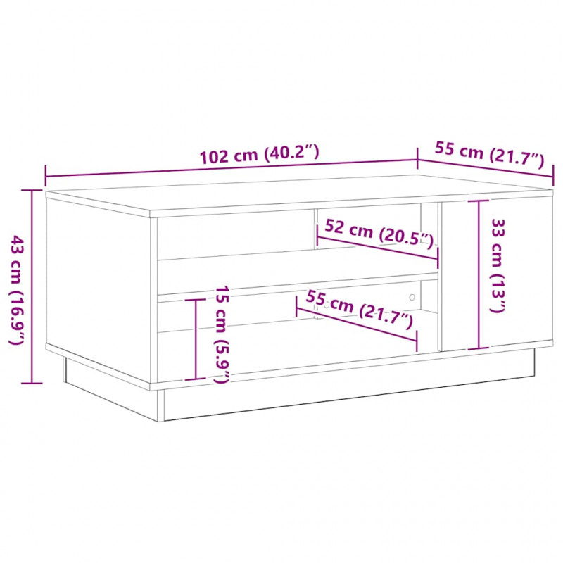 Stolik kawowy Czarny Dąb 102 x 55 x 43 cm