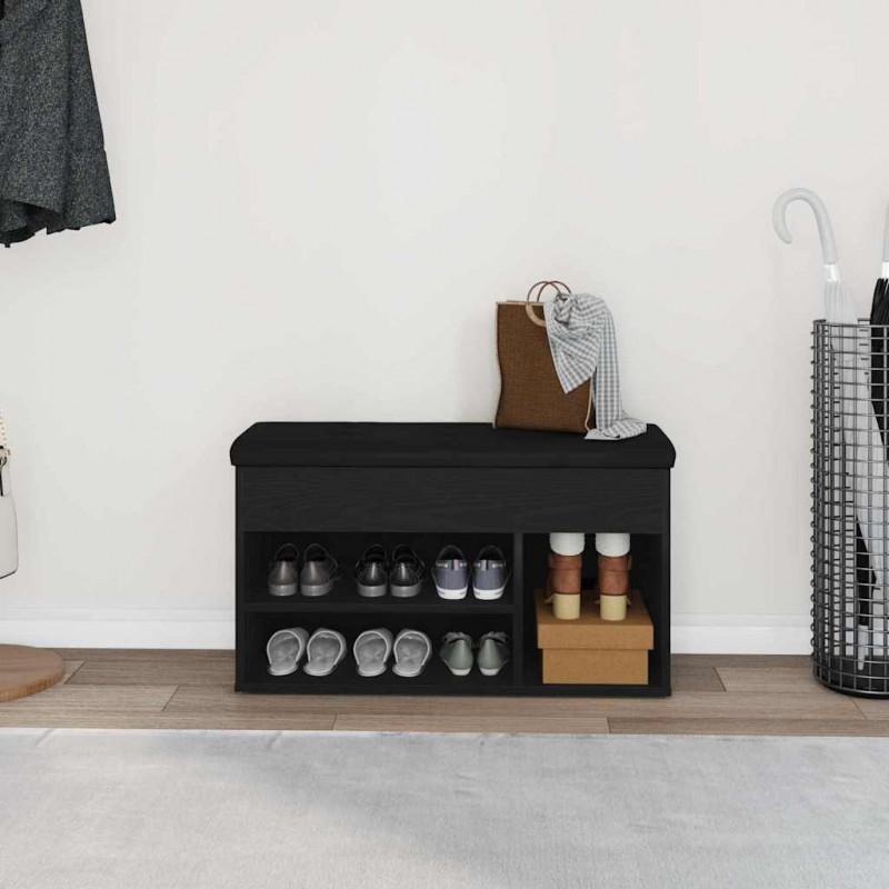 Ławka na buty Czarny 80 x 30 x 45 cm Materiał drewnopochodny