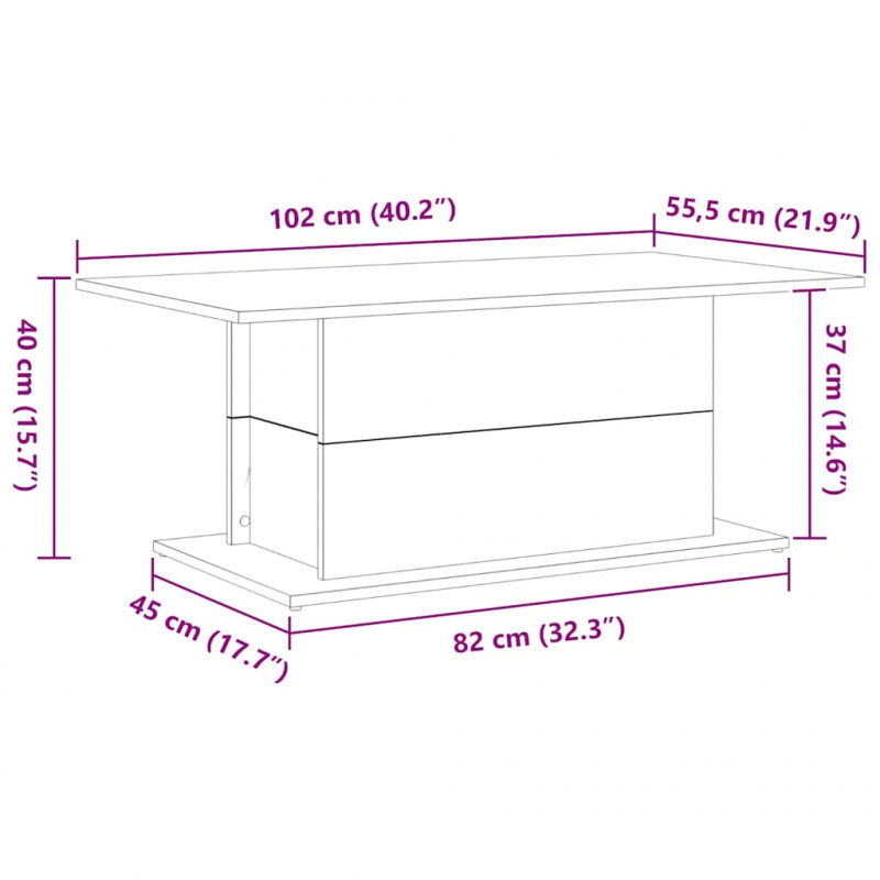 Stolik kawowy Czarny Dąb 102 x 55,5 x 40 cm