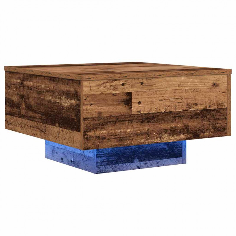 Stolik kawowy Ze LED Lights Stare drewno 55 x 55 x 31 cm