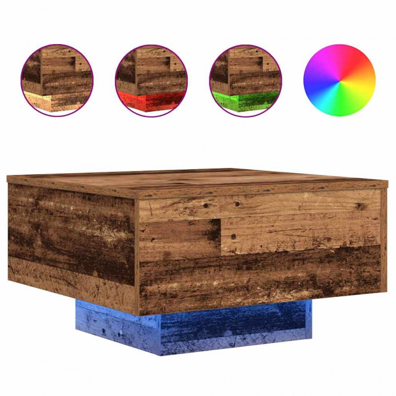 Stolik kawowy Ze LED Lights Stare drewno 55 x 55 x 31 cm