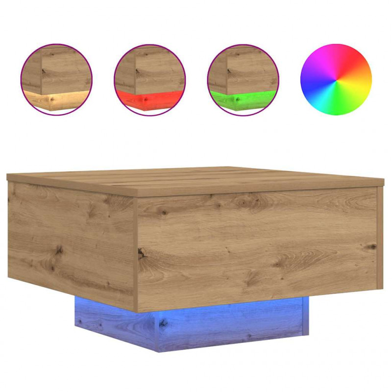 Stolik kawowy Ze LED Lights Dąb rzemieślniczy 55 x 55 x 31 cm