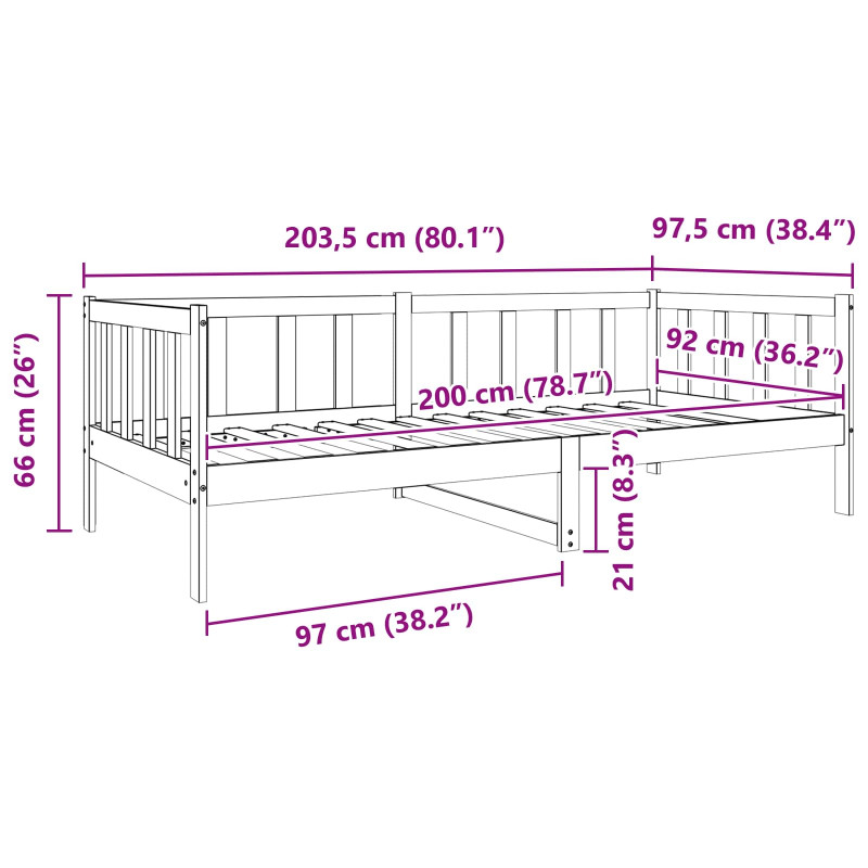 Ramka łóżka Woskowy Brąz 90 x 190 cm Lite drewno sosnowe