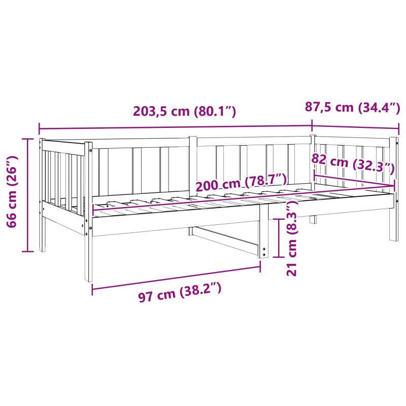 Ramka łóżka Woskowy Brąz 80 x 200 cm Lite drewno sosnowe