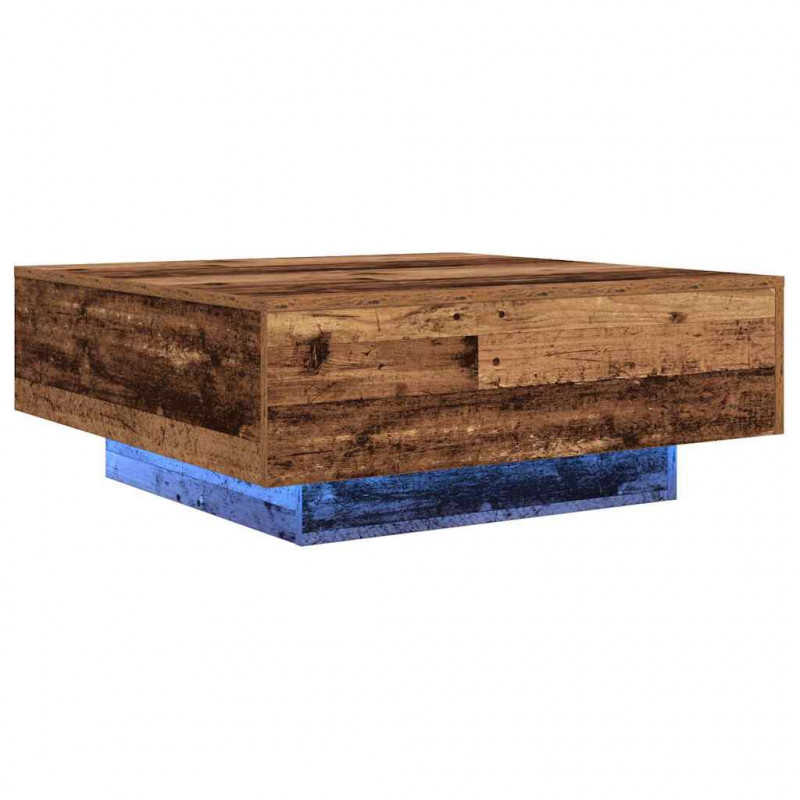 Stolik kawowy Stary drewno i niebieski 80 x 80 x 31 cm