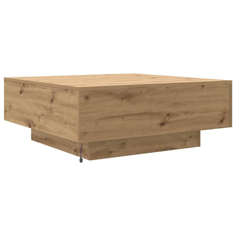 Stolik kawowy Ze LED Lights Dąb rzemieślniczy 80 x 80 x 31 cm