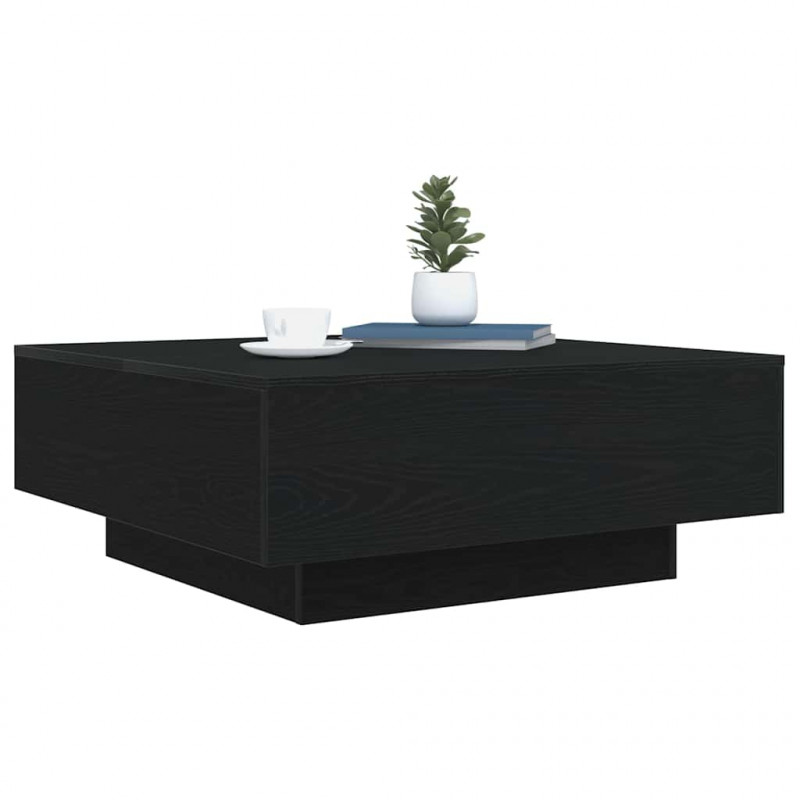 Stolik kawowy Ze LED Lights Czarny Dąb 80 x 80 x 31 cm