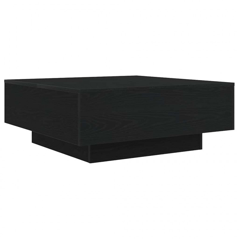 Stolik kawowy Ze LED Lights Czarny Dąb 80 x 80 x 31 cm