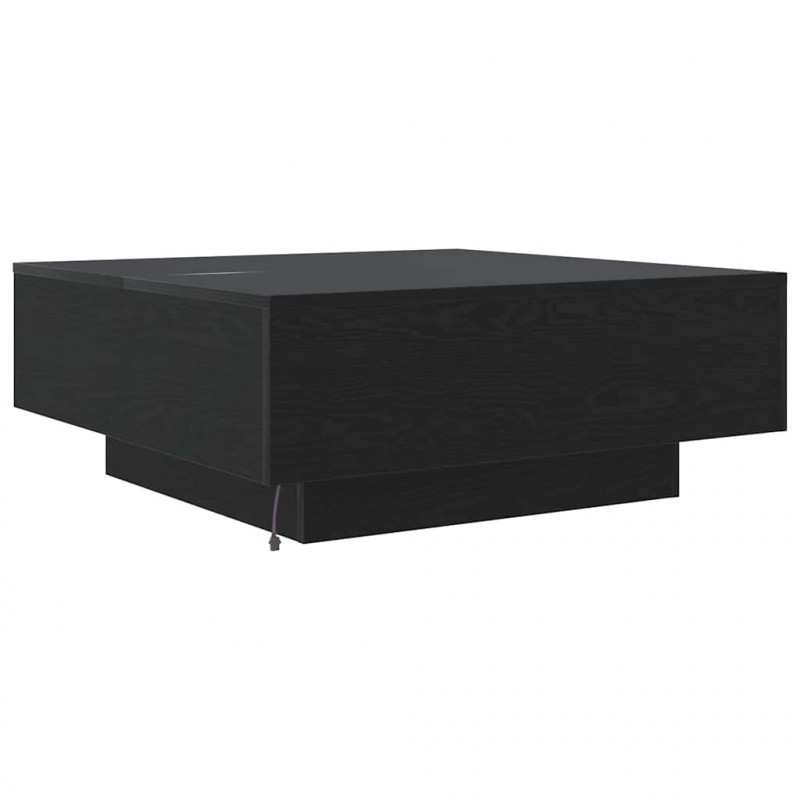 Stolik kawowy Ze LED Lights Czarny Dąb 80 x 80 x 31 cm