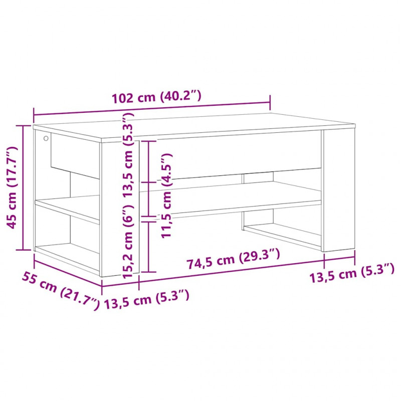 Stolik kawowy Stare drewno 102 x 55 x 45 cm