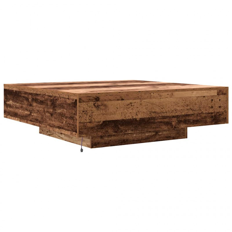 Stolik kawowy Ze LED Lights Stare drewno 100 x 100 x 31 cm