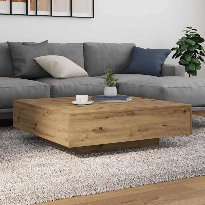 Stolik kawowy Ze LED Lights Dąb rzemieślniczy 100 x 100 x 31 cm