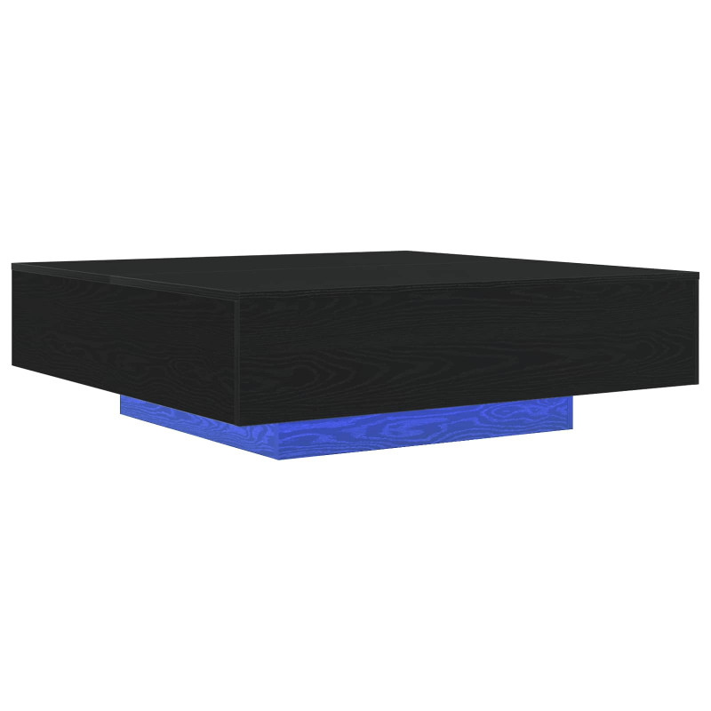 Stolik kawowy Ze LED Lights Czarny Dąb 100 x 100 x 31 cm