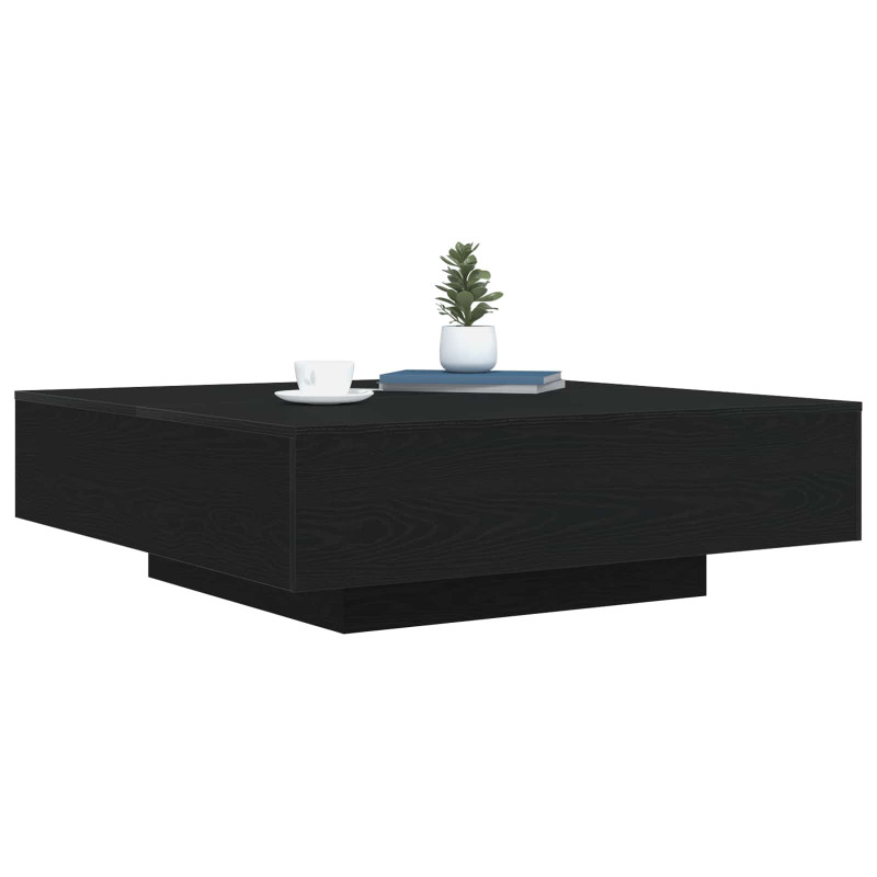 Stolik kawowy Ze LED Lights Czarny Dąb 100 x 100 x 31 cm