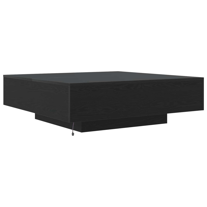 Stolik kawowy Ze LED Lights Czarny Dąb 100 x 100 x 31 cm