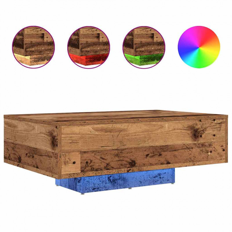 Stolik kawowy Ze LED Lights Stare drewno 85 x 55 x 31 cm