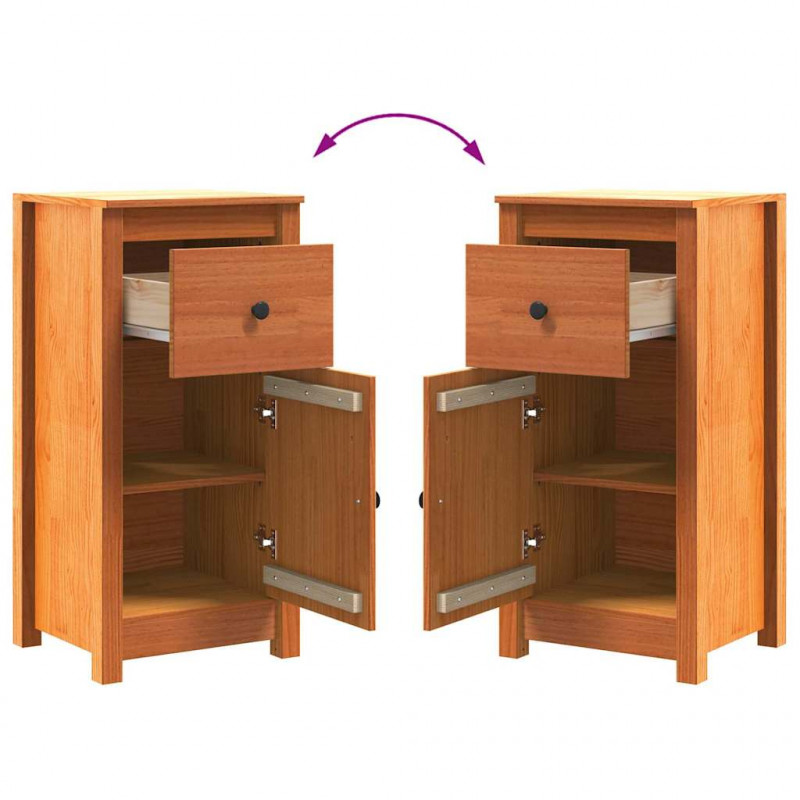 Bufet 2 pcs Woskowy Brąz 39 x 34,5 x 80 cm Lite drewno sosnowe