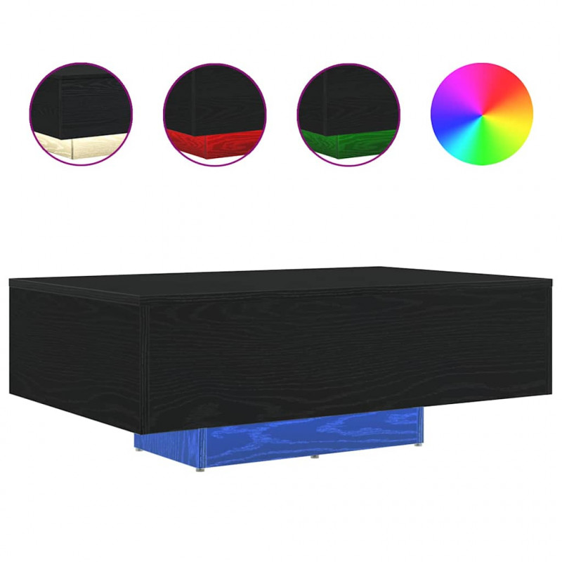 Stolik kawowy Ze LED Lights Czarny Dąb 85 x 55 x 31 cm