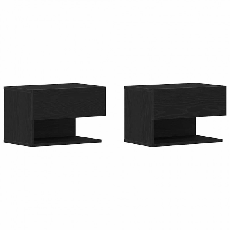 Szafka Nocna z szufladą 2 pcs Czarny Dąb 46 x 30 x 30 cm