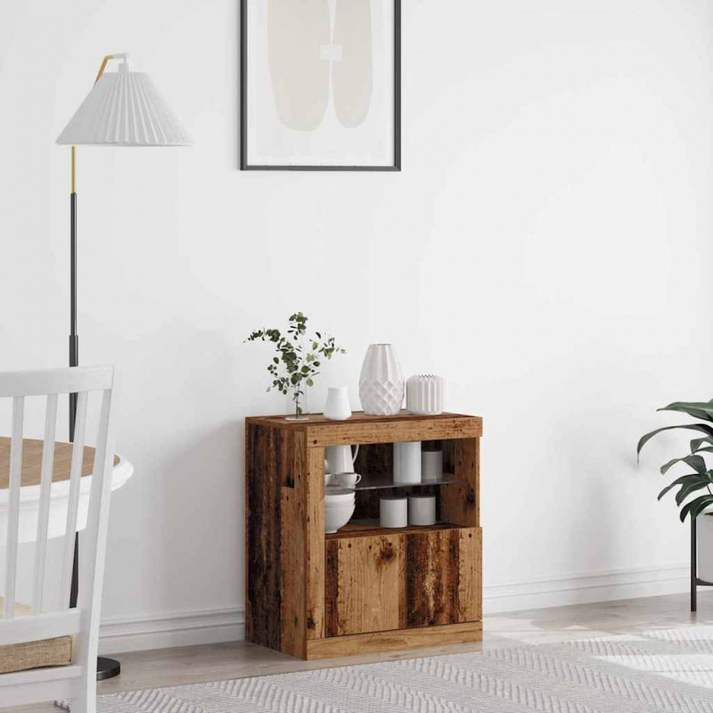 Komoda LED Brązowy 60,5 x 37 x 67 cm Materiał drewnopochodny