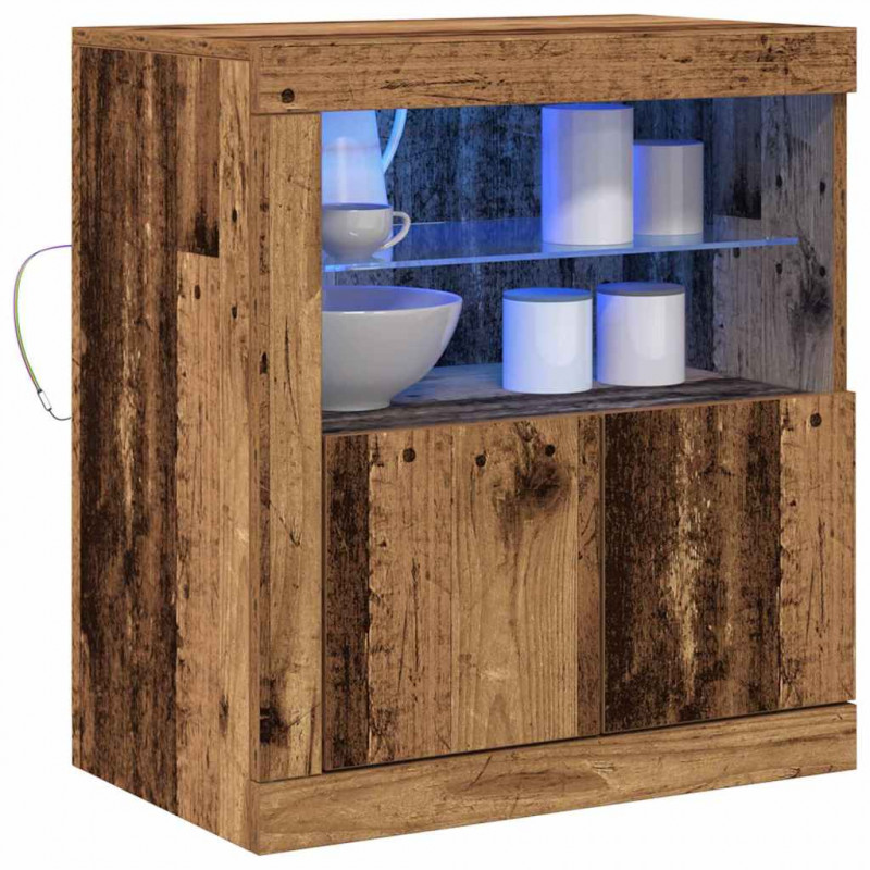 Komoda LED Brązowy 60,5 x 37 x 67 cm Materiał drewnopochodny
