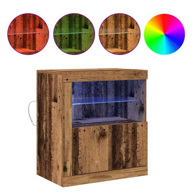 Komoda LED Brązowy 60,5 x 37 x 67 cm Materiał drewnopochodny