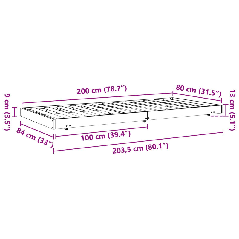 Ramka łóżka Woskowy Brąz 80 x 200 cm Lite drewno sosnowe