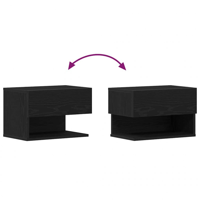 Szafka Nocna z szufladą 2 pcs Czarny Dąb 46 x 30 x 30 cm